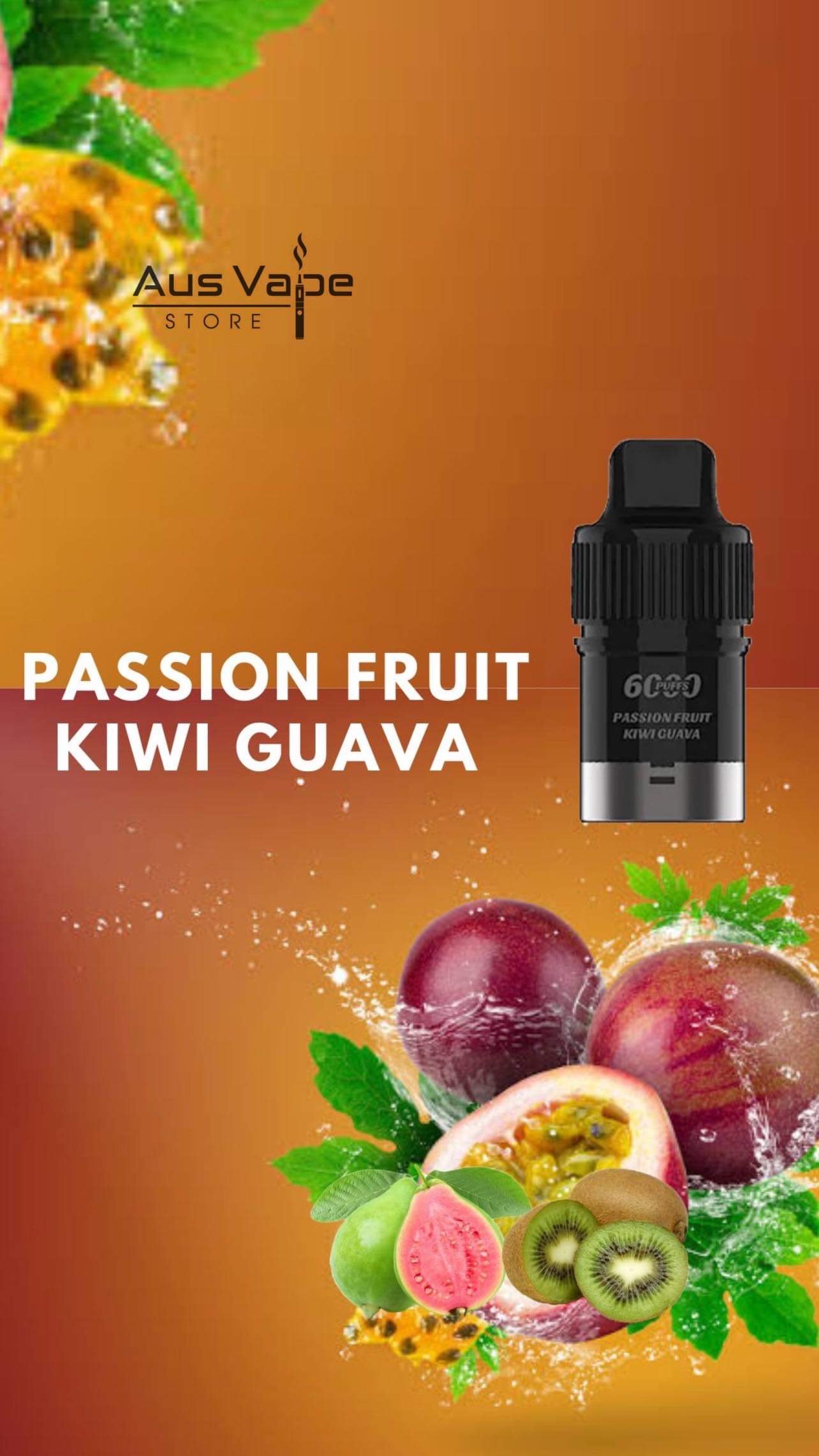IGET BAR PLUS POD ONLY – PASSION FRUIT KIWI GUAVA – 6000 PUFFS