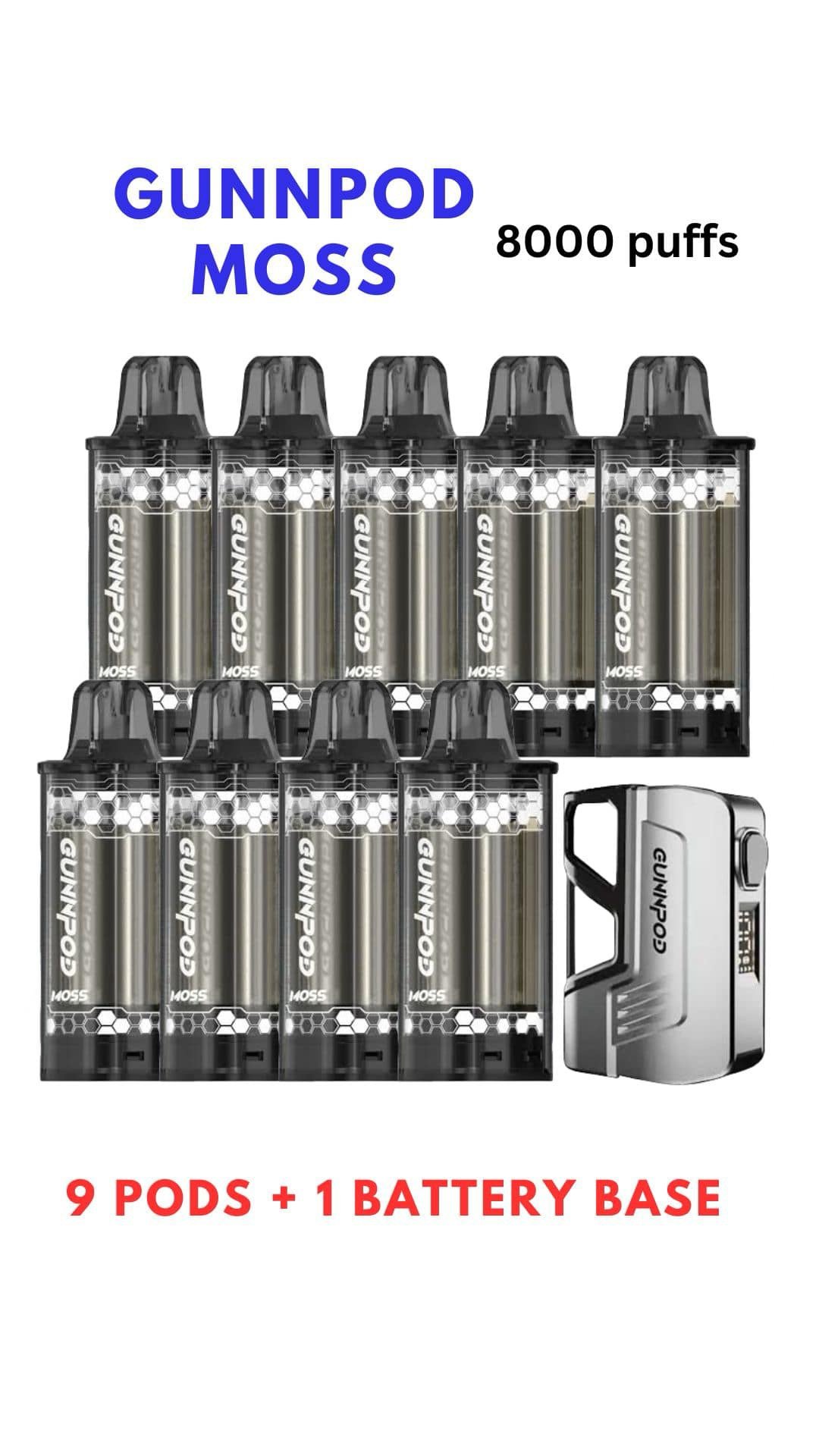BULK SALE – GUNNPOD MOSS 8000 PUFFS – CAN MIX FLAVOURS