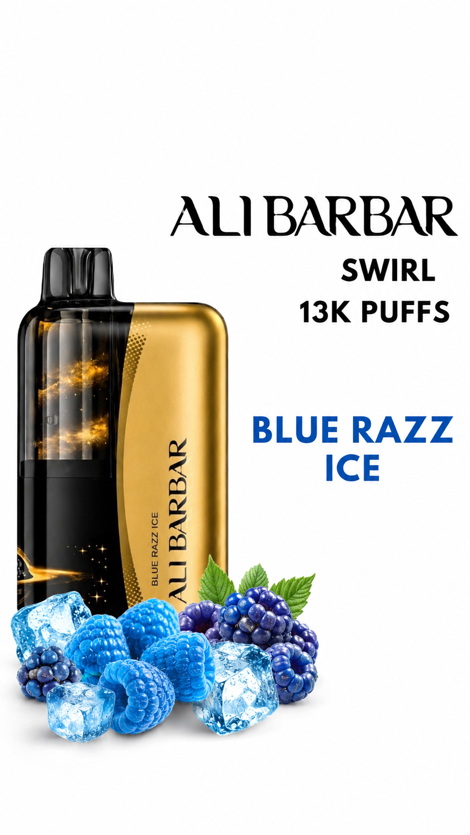 ALIBARBAR SWIRL - BLUE RAZZ ICE - 13000 PUFFS