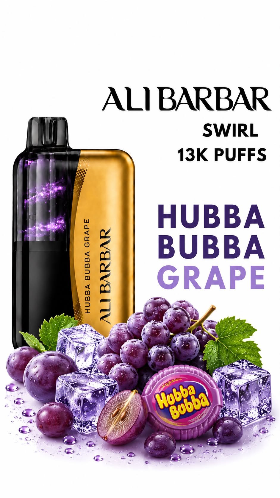 ALIBARBAR SWIRL - HUBBA BUBBA GRAPE - 13000 PUFFS